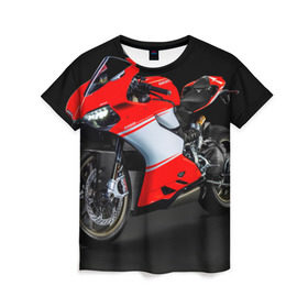 Женская футболка 3D с принтом Ducati в Тюмени, 100% полиэфир ( синтетическое хлопкоподобное полотно) | прямой крой, круглый вырез горловины, длина до линии бедер | ducati | мото | мотоцикл | скорость