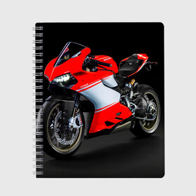 Тетрадь с принтом Ducati в Тюмени, 100% бумага | 48 листов, плотность листов — 60 г/м2, плотность картонной обложки — 250 г/м2. Листы скреплены сбоку удобной пружинной спиралью. Уголки страниц и обложки скругленные. Цвет линий — светло-серый
 | Тематика изображения на принте: ducati | мото | мотоцикл | скорость