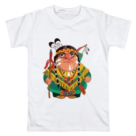 Мужская футболка хлопок с принтом Забавные Индейцы 10 в Тюмени, 100% хлопок | прямой крой, круглый вырез горловины, длина до линии бедер, слегка спущенное плечо. | апачи | вождь | воин | животные | запад | канада | лидер | лицо | северная | смешные | талисман | цвет