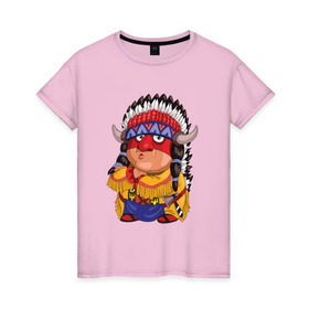 Женская футболка хлопок с принтом Забавные Индейцы 11 в Тюмени, 100% хлопок | прямой крой, круглый вырез горловины, длина до линии бедер, слегка спущенное плечо | апачи | вождь | воин | животные | запад | канада | лидер | лицо | северная | смешные | талисман | цвет