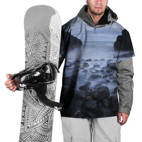 Накидка на куртку 3D с принтом Туманный берег в Тюмени, 100% полиэстер |  | 