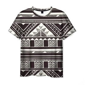 Мужская футболка 3D с принтом Etno pattern в Тюмени, 100% полиэфир | прямой крой, круглый вырез горловины, длина до линии бедер | орнамент | черно белый | этно