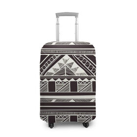 Чехол для чемодана 3D с принтом Etno pattern в Тюмени, 86% полиэфир, 14% спандекс | двустороннее нанесение принта, прорези для ручек и колес | Тематика изображения на принте: орнамент | черно белый | этно