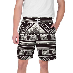 Мужские шорты 3D с принтом Etno pattern в Тюмени,  полиэстер 100% | прямой крой, два кармана без застежек по бокам. Мягкая трикотажная резинка на поясе, внутри которой широкие завязки. Длина чуть выше колен | орнамент | черно белый | этно