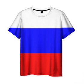Мужская футболка 3D с принтом Россия в Тюмени, 100% полиэфир | прямой крой, круглый вырез горловины, длина до линии бедер | народный | россия | русский | страны | триколор | флаг