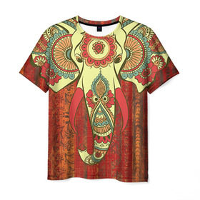 Мужская футболка 3D с принтом Индия 4 в Тюмени, 100% полиэфир | прямой крой, круглый вырез горловины, длина до линии бедер | india | индия | индуизм | кришна | слон