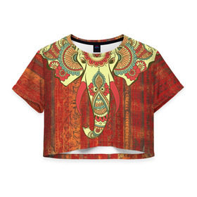 Женская футболка 3D укороченная с принтом Индия 4 в Тюмени, 100% полиэстер | круглая горловина, длина футболки до линии талии, рукава с отворотами | india | индия | индуизм | кришна | слон