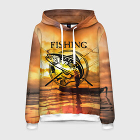 Мужская толстовка 3D с принтом Рыбалка в Тюмени, 100% полиэстер | двухслойный капюшон со шнурком для регулировки, мягкие манжеты на рукавах и по низу толстовки, спереди карман-кенгуру с мягким внутренним слоем. | boat | clouds | emblem | fish | fishermen | fishing | logo | nature | net | reflection | river | sky | sturgeon | sun | sunset | water | wave | вода | волна | закат | логотип | лодка | небо | облака | осетр | отражение | природа | река | рыба | рыбаки | р