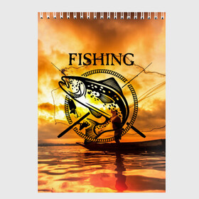 Скетчбук с принтом Рыбалка в Тюмени, 100% бумага
 | 48 листов, плотность листов — 100 г/м2, плотность картонной обложки — 250 г/м2. Листы скреплены сверху удобной пружинной спиралью | boat | clouds | emblem | fish | fishermen | fishing | logo | nature | net | reflection | river | sky | sturgeon | sun | sunset | water | wave | вода | волна | закат | логотип | лодка | небо | облака | осетр | отражение | природа | река | рыба | рыбаки | р