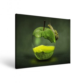 Холст прямоугольный с принтом Яблоко в Тюмени, 100% ПВХ |  | арт | зеленый | новые | улитка | фантастика | фрукты | яблоко