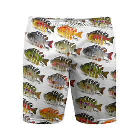 Мужские шорты 3D спортивные с принтом Рыбки в Тюмени,  |  | Тематика изображения на принте: bait | fish | fishing | lure | tackle | блесна | наживка | приманка | рыба | рыбалка | снасть