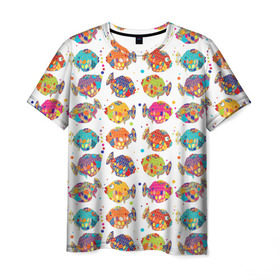 Мужская футболка 3D с принтом Рыбки в Тюмени, 100% полиэфир | прямой крой, круглый вырез горловины, длина до линии бедер | Тематика изображения на принте: детский | разноцветный | рыба | яркий