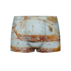 Мужские трусы 3D с принтом Хлеб в Тюмени, 50% хлопок, 50% полиэстер | классическая посадка, на поясе мягкая тканевая резинка | Тематика изображения на принте: батон | булка | булочка | выпечка | еда | кулинария | кусочек | мука | хлеб