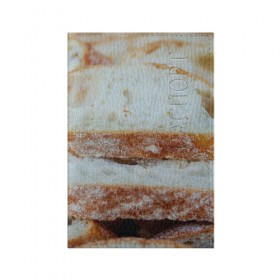 Обложка для паспорта матовая кожа с принтом Хлеб в Тюмени, натуральная матовая кожа | размер 19,3 х 13,7 см; прозрачные пластиковые крепления | Тематика изображения на принте: батон | булка | булочка | выпечка | еда | кулинария | кусочек | мука | хлеб