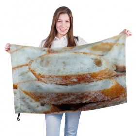 Флаг 3D с принтом Хлеб в Тюмени, 100% полиэстер | плотность ткани — 95 г/м2, размер — 67 х 109 см. Принт наносится с одной стороны | батон | булка | булочка | выпечка | еда | кулинария | кусочек | мука | хлеб