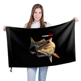 Флаг 3D с принтом Лучший рыбак в Тюмени, 100% полиэстер | плотность ткани — 95 г/м2, размер — 67 х 109 см. Принт наносится с одной стороны | background | best fisherman | black | fish | fishing | лучший рыбак | рыба | рыбалка | фон | черный