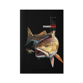 Обложка для паспорта матовая кожа с принтом Лучший рыбак в Тюмени, натуральная матовая кожа | размер 19,3 х 13,7 см; прозрачные пластиковые крепления | background | best fisherman | black | fish | fishing | лучший рыбак | рыба | рыбалка | фон | черный