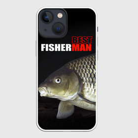 Чехол для iPhone 13 mini с принтом Лучший рыбак в Тюмени,  |  | background | best fisherman | black | fish | fishing | лещ | лучший рыбак | рыба | рыбалка | фон | черный