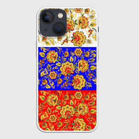 Чехол для iPhone 13 mini с принтом Хохлома в Тюмени,  |  | Тематика изображения на принте: народный | орнамент | роспись | традиционный | триколор