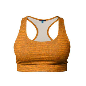 Женский спортивный топ 3D с принтом Витраж Оранжевый в Тюмени, 82% полиэстер, 18% спандекс Ткань безопасна для здоровья, позволяет коже дышать, не мнется и не растягивается |  | texture | витраж | оранжевый | текстура