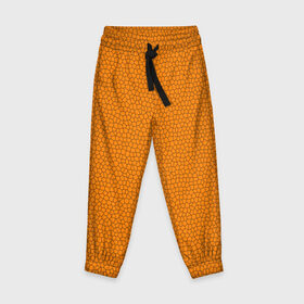 Детские брюки 3D с принтом Витраж Оранжевый в Тюмени, 100% полиэстер | манжеты по низу, эластичный пояс регулируется шнурком, по бокам два кармана без застежек, внутренняя часть кармана из мелкой сетки | texture | витраж | оранжевый | текстура