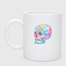 Кружка с принтом Psychedelic skull в Тюмени, керамика | объем — 330 мл, диаметр — 80 мм. Принт наносится на бока кружки, можно сделать два разных изображения | пиксельный | разноцветный | точечный | череп
