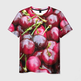 Мужская футболка 3D с принтом Черешня в Тюмени, 100% полиэфир | прямой крой, круглый вырез горловины, длина до линии бедер | Тематика изображения на принте: вишня | десерт | лето | сладкое | черешня | ягода
