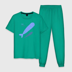 Мужская пижама хлопок с принтом Киты в Тюмени, 100% хлопок | брюки и футболка прямого кроя, без карманов, на брюках мягкая резинка на поясе и по низу штанин
 | абстракция | арт | киты | минимализм | море | океан | рыбы