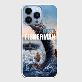 Чехол для iPhone 13 Pro с принтом Лучший рыбак в Тюмени,  |  | bait | best fisherman | boat | fish | fishing | hook | morning | pike | river | water | вода | крючок | лодка | лучший рыбак | наживка | река | рыба | рыбалка | утро | щука