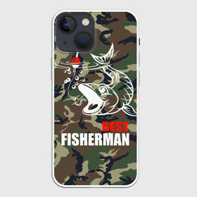 Чехол для iPhone 13 mini с принтом Лучший рыбак в Тюмени,  |  | bait | best fisherman | boat | fish | fishing | hook | morning | pike | river | water | вода | камуфляж | лучший рыбак | наживка | поплавок | пузыри | рыба | рыбалка | червяк