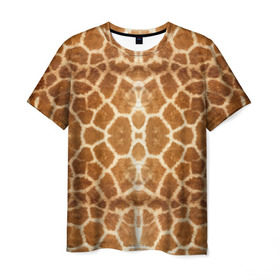 Мужская футболка 3D с принтом Шкура Жирафа в Тюмени, 100% полиэфир | прямой крой, круглый вырез горловины, длина до линии бедер | Тематика изображения на принте: textures | животное | жираф | текстура