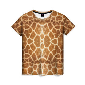 Женская футболка 3D с принтом Шкура Жирафа в Тюмени, 100% полиэфир ( синтетическое хлопкоподобное полотно) | прямой крой, круглый вырез горловины, длина до линии бедер | Тематика изображения на принте: textures | животное | жираф | текстура