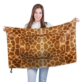 Флаг 3D с принтом Шкура Жирафа в Тюмени, 100% полиэстер | плотность ткани — 95 г/м2, размер — 67 х 109 см. Принт наносится с одной стороны | Тематика изображения на принте: textures | животное | жираф | текстура