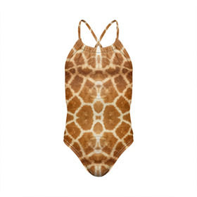 Детский купальник 3D с принтом Шкура Жирафа в Тюмени, Полиэстер 85%, Спандекс 15% | Слитный крой, подклад по переду изделия, узкие бретели | Тематика изображения на принте: textures | животное | жираф | текстура