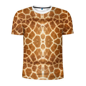 Мужская футболка 3D спортивная с принтом Шкура Жирафа в Тюмени, 100% полиэстер с улучшенными характеристиками | приталенный силуэт, круглая горловина, широкие плечи, сужается к линии бедра | textures | животное | жираф | текстура