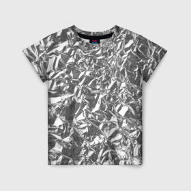 Детская футболка 3D с принтом Silver в Тюмени, 100% гипоаллергенный полиэфир | прямой крой, круглый вырез горловины, длина до линии бедер, чуть спущенное плечо, ткань немного тянется | Тематика изображения на принте: silver | texture | драгоценный | металл | серебро | текстура