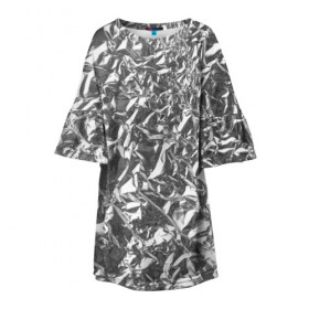 Детское платье 3D с принтом Silver в Тюмени, 100% полиэстер | прямой силуэт, чуть расширенный к низу. Круглая горловина, на рукавах — воланы | silver | texture | драгоценный | металл | серебро | текстура