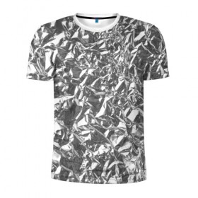 Мужская футболка 3D спортивная с принтом Silver в Тюмени, 100% полиэстер с улучшенными характеристиками | приталенный силуэт, круглая горловина, широкие плечи, сужается к линии бедра | silver | texture | драгоценный | металл | серебро | текстура
