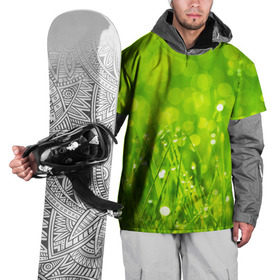 Накидка на куртку 3D с принтом Роса на траве в Тюмени, 100% полиэстер |  | зелёный | зелень | луг | роса | яркий