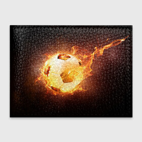 Обложка для студенческого билета с принтом Мяч в Тюмени, натуральная кожа | Размер: 11*8 см; Печать на всей внешней стороне | горит | мяч | мячик | огненный мяч | огонь | пламя | свет | темнота | тень | футбол
