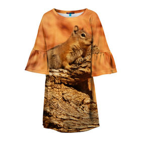 Детское платье 3D с принтом Суслик в Тюмени, 100% полиэстер | прямой силуэт, чуть расширенный к низу. Круглая горловина, на рукавах — воланы | голова животного | грызун | песок | природа | пустыня | степь | суслик