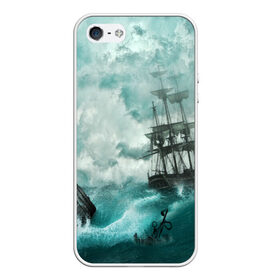 Чехол для iPhone 5/5S матовый с принтом Море в Тюмени, Силикон | Область печати: задняя сторона чехла, без боковых панелей | бочка | вода | волны | корабль | море | небо | новые | облака | океан | природа | шторм | якорь