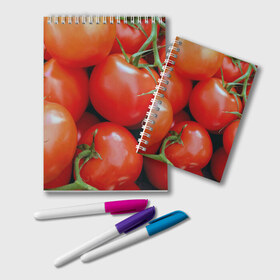 Блокнот с принтом Томаты в Тюмени, 100% бумага | 48 листов, плотность листов — 60 г/м2, плотность картонной обложки — 250 г/м2. Листы скреплены удобной пружинной спиралью. Цвет линий — светло-серый
 | дача | еда | зелень | красный | овощи | огород | помидоры | томаты