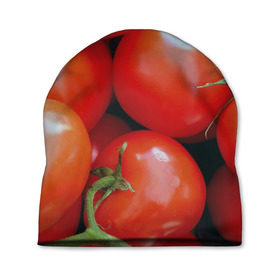 Шапка 3D с принтом Томаты в Тюмени, 100% полиэстер | универсальный размер, печать по всей поверхности изделия | дача | еда | зелень | красный | овощи | огород | помидоры | томаты