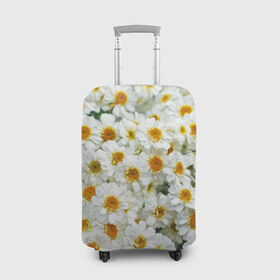 Чехол для чемодана 3D с принтом Ромашки в Тюмени, 86% полиэфир, 14% спандекс | двустороннее нанесение принта, прорези для ручек и колес | букет | зелень | лепестки | природа | растения | ромашки | цветы