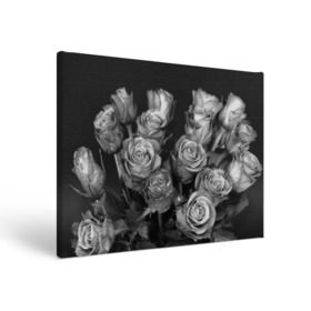 Холст прямоугольный с принтом Черно-белые розы в Тюмени, 100% ПВХ |  | букет | цветы