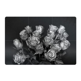Магнитный плакат 3Х2 с принтом Черно-белые розы в Тюмени, Полимерный материал с магнитным слоем | 6 деталей размером 9*9 см | Тематика изображения на принте: букет | цветы