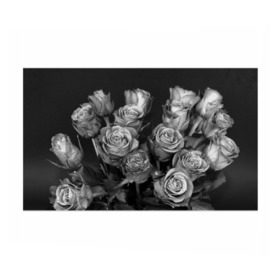 Бумага для упаковки 3D с принтом Черно-белые розы в Тюмени, пластик и полированная сталь | круглая форма, металлическое крепление в виде кольца | букет | цветы
