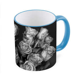 Кружка 3D с принтом Черно-белые розы в Тюмени, керамика | ёмкость 330 мл | Тематика изображения на принте: букет | цветы