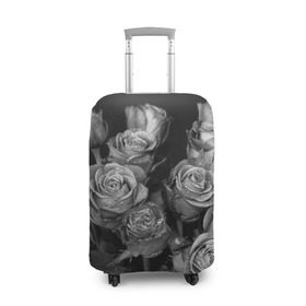 Чехол для чемодана 3D с принтом Черно-белые розы в Тюмени, 86% полиэфир, 14% спандекс | двустороннее нанесение принта, прорези для ручек и колес | букет | цветы